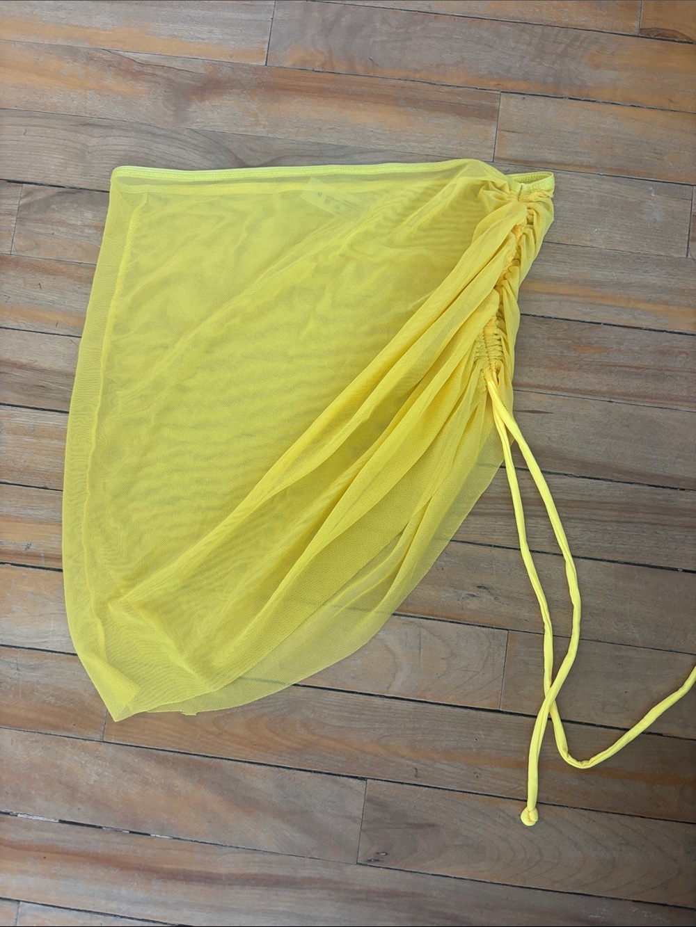 SHEIN Neon Yellow Mesh Side-Tie Swim Sarong